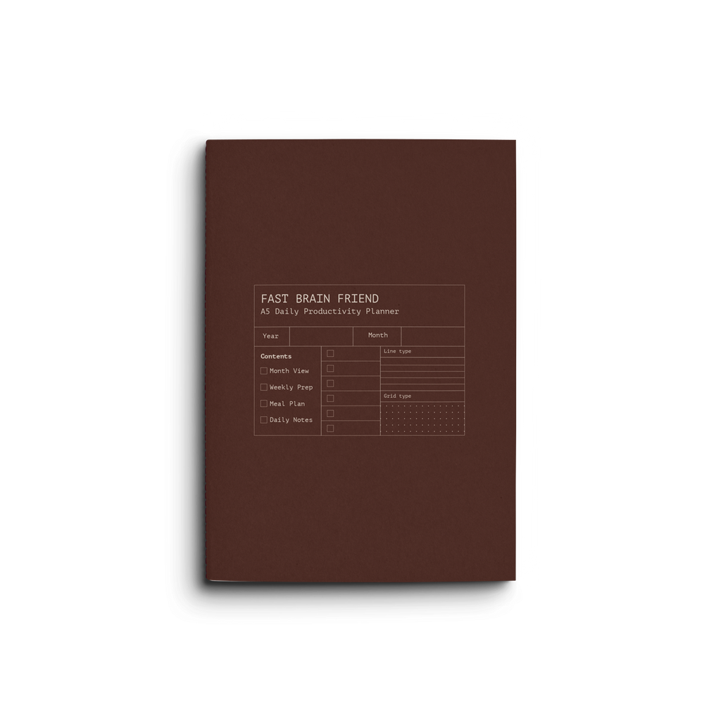 Fast Brain Daily Productivity Planner- Single Notebook: Burgundy Wine