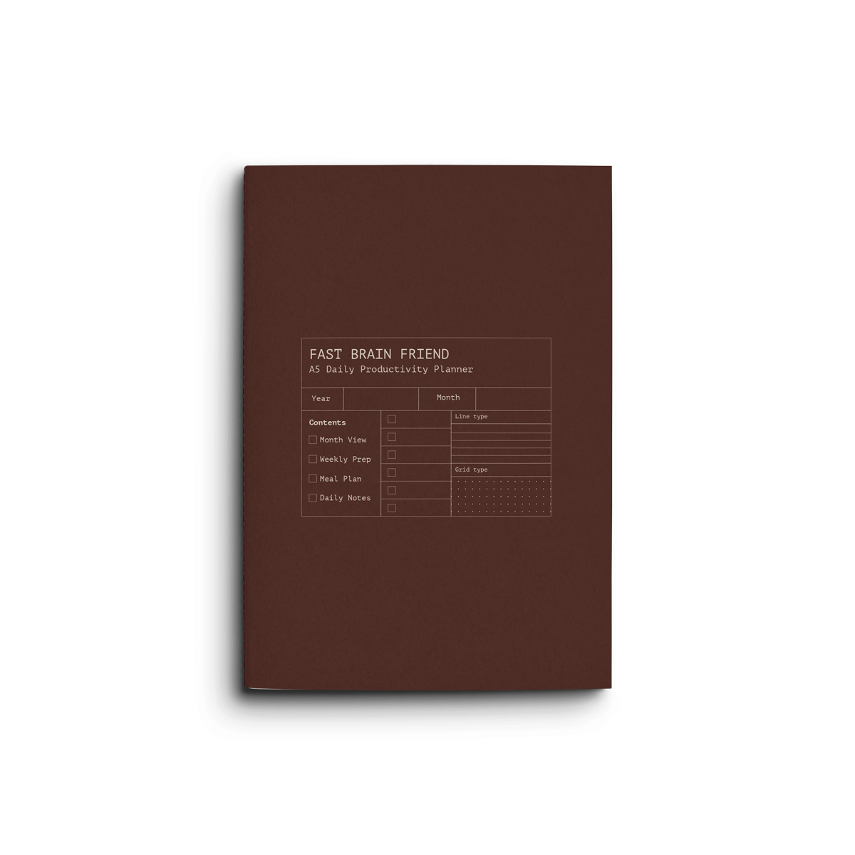 Fast Brain Daily Productivity Planner- Single Notebook: Burgundy Wine