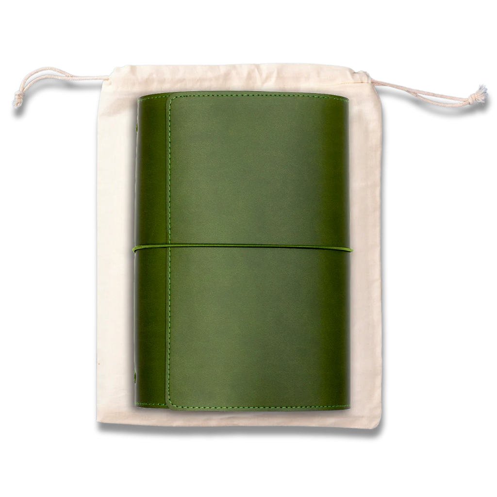 Refillable Notebook Folio - Olive Green Trifold