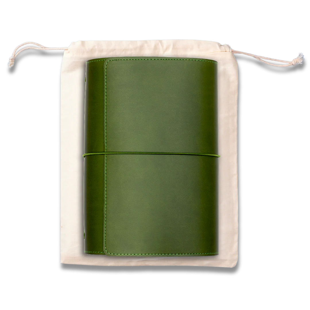 Refillable Notebook Folio - Olive Green Trifold