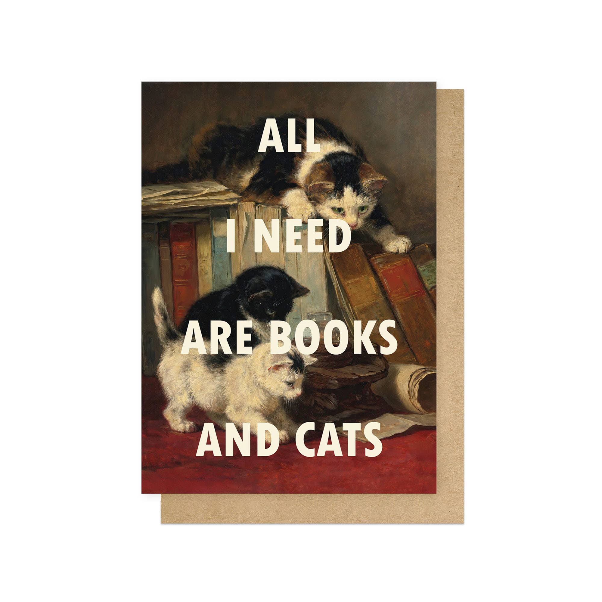 Books And Cats Greeting Card