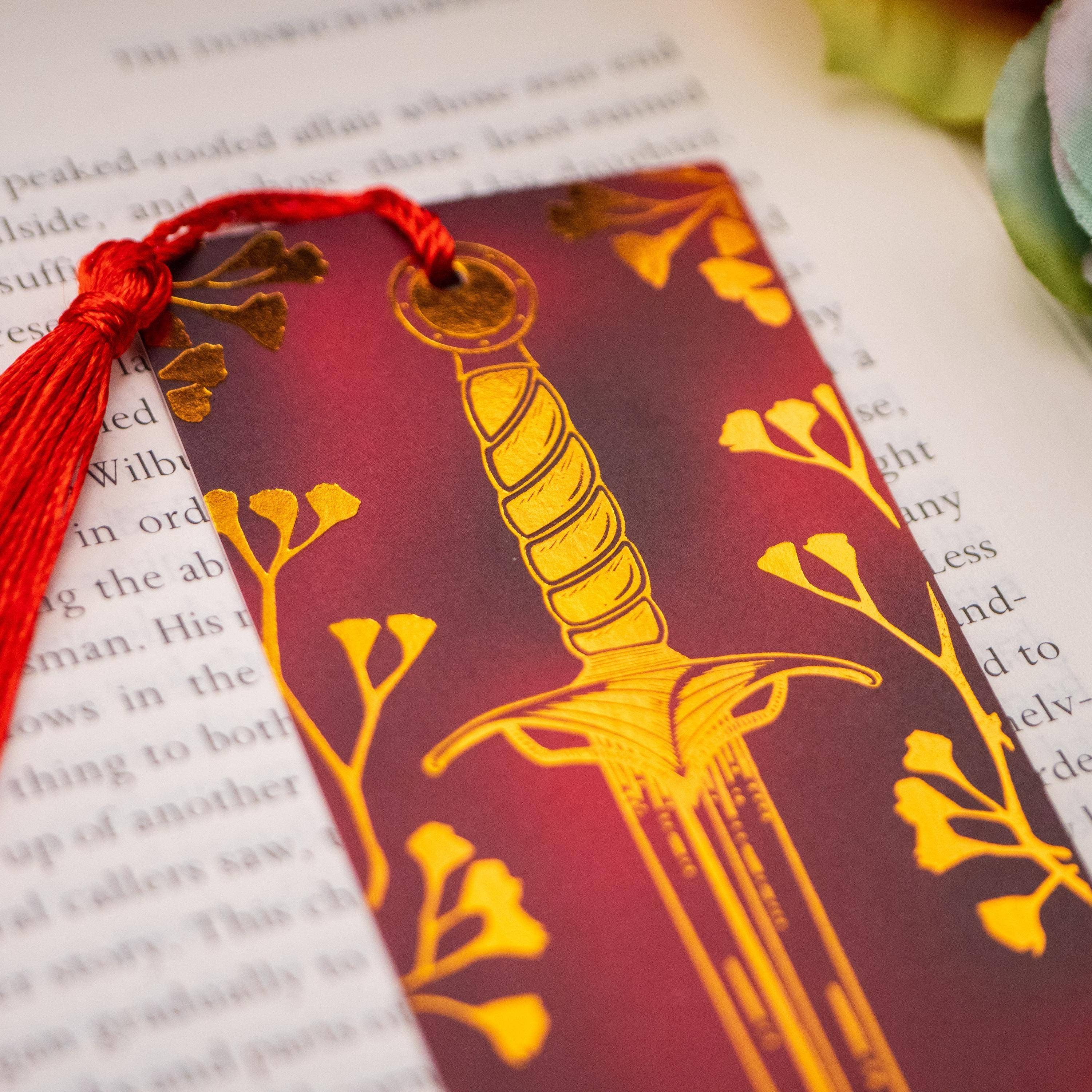 Gold Foil Babies Breath Dagger Bookmark