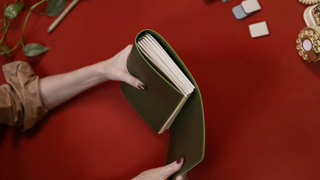 Refillable Notebook Folio - Olive Green Trifold